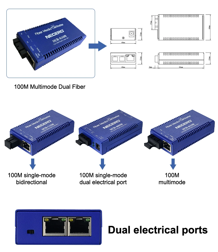 100m 1000m Fiber Optic Fiber Media Converter