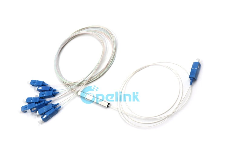 1X8 Blockless Steel Tube Optical Fiber Splitter with High Quality